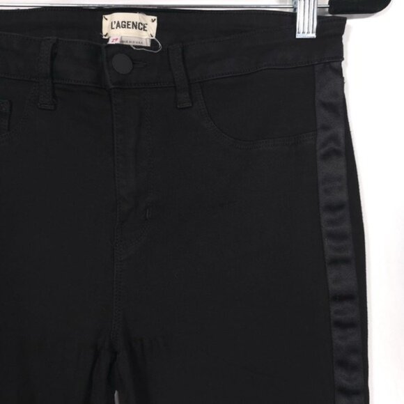 L'AGENCE Women's Pants Jeans Size 29 Satin Tuxedo Coated Black USA🇺🇸MADE - Picture 9 of 13